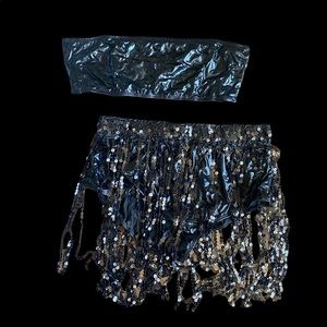 Brand New SHEIN “Leather” and Sequin Lingerie Set
